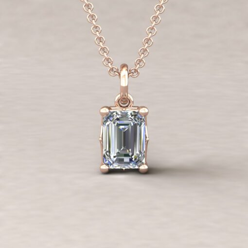 lola 7x5mm emerald diamond dainty pendant 14k rose gold ls5707