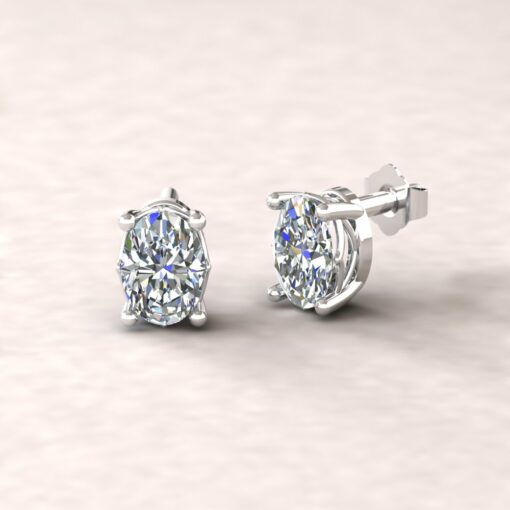 lola 7x5mm oval diamond dainty earrings 14k white gold ls5697