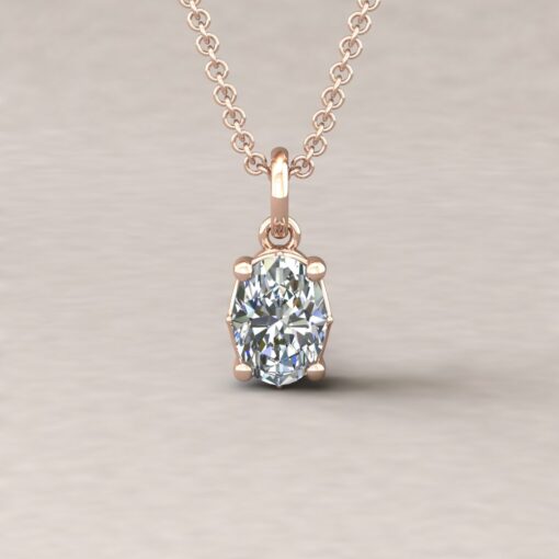 lola 7x5mm oval diamond dainty pendant 14k rose gold ls5706