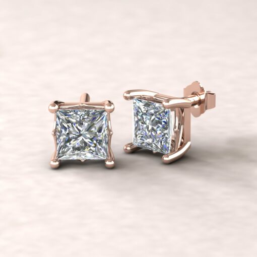lola 7x5mm princess diamond dainty earrings 14k rose gold ls5701