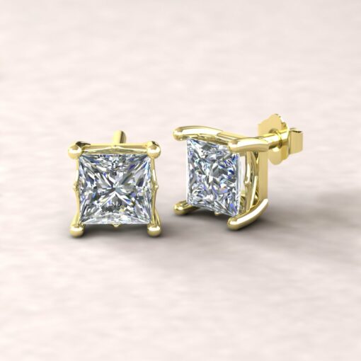 lola 7x5mm princess diamond dainty earrings 14k yellow gold ls5701