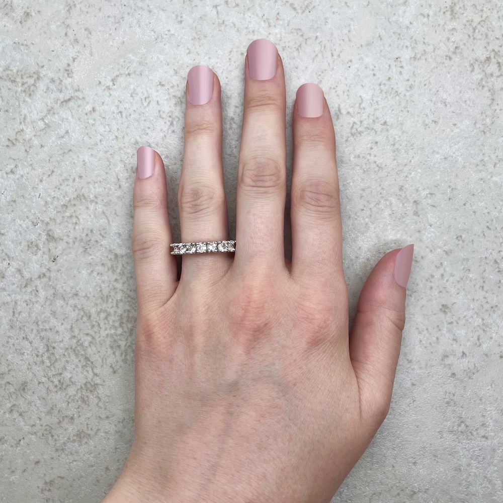 AAA Peach Pink Morganite Full Eternity Band White Gold Platinum LS5869