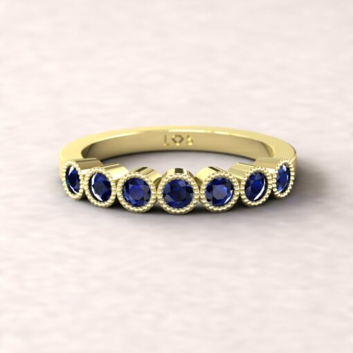 gift birthstone 7 stone bubble band promise ring blue sapphire 18k yellow gold LS5362