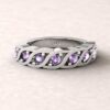 gift birthstone family ring twisted 7 stone band amethyst sterling silver LS5329