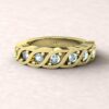 gift birthstone family ring twisted 7 stone band aquamarine 14k yellow gold LS5329