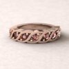 gift birthstone family ring twisted 7 stone band garnet 14k rose gold LS5329