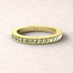 gift birthstone mothers ring 2.5mm square edge half eternity band milgrain peridot 18k yellow gold LS5360