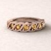 gift birthstone mothers ring twisted 7 stone band citrine 14k rose gold LS5329