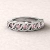 gift birthstone mothers ring twisted 7 stone band pink tourmaline sterling silver LS5329