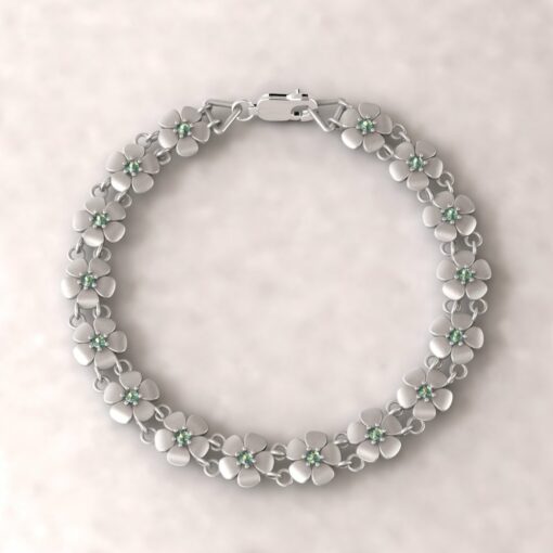 gift daisy charm birthstone bracelet alexandrite 14k white gold LS4571