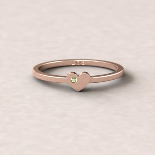 gift heart charm birthstone ring peridot 14k rose gold LS5220