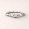 gift heart charm birthstone ring twisted shank amethyst 14k white gold LS5220