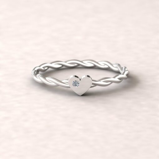 gift heart charm birthstone ring twisted shank diamond 14k white gold LS5220