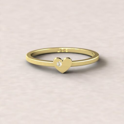 gift heart charm birthstone ring white sapphire 14k yellow gold LS5220