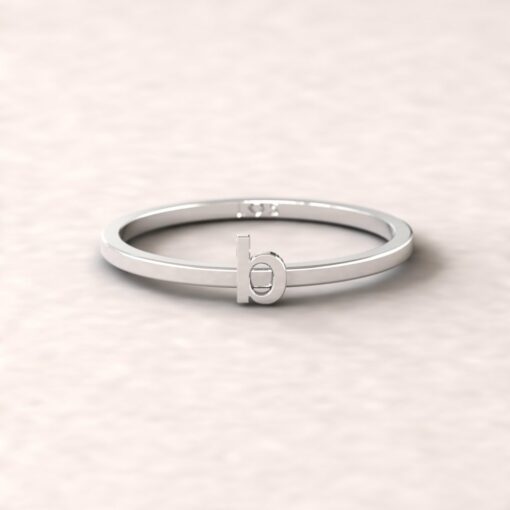 gift initial charm personalized ring lowercase b 14k white gold LS3397