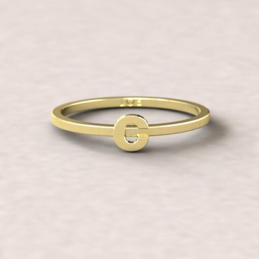 gift initial charm personalized ring lowercase c 14k yellow gold LS3397