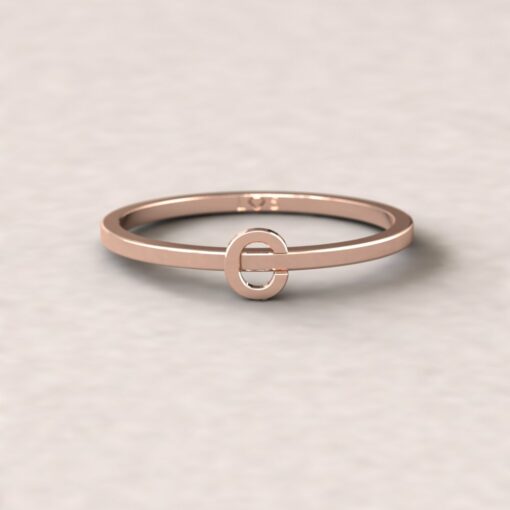 gift initial charm personalized ring uppercase C 14k rose gold LS5272