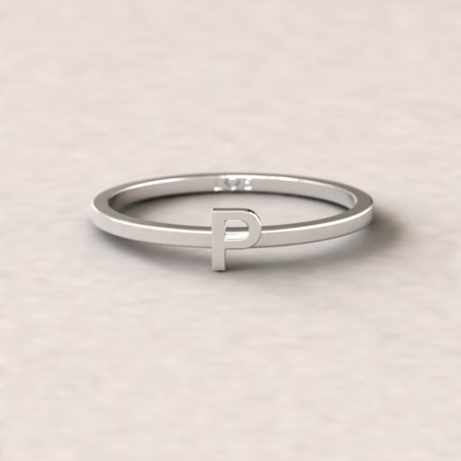 gift letter charm stackable ring capital P platinum LS5272