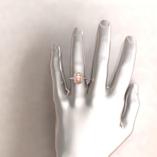 AAA Rectangular Cushion Cut Morganite Engagement Ring Rose Gold LS5886