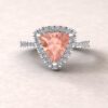 AAA Trillion Cut Peachy Pink Morganite Ring White Gold Platinum LS5889