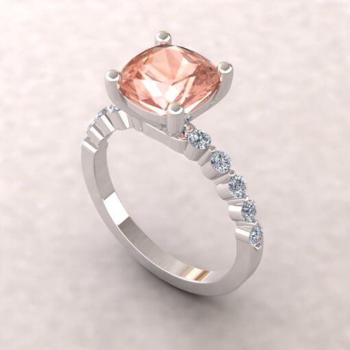Art Deco Diamond Style Peach Morganite Ring White Gold Platinum LS5877