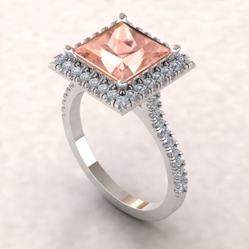 Classic Morganite Diamond Engagement Ring White Gold Platinum LS5885