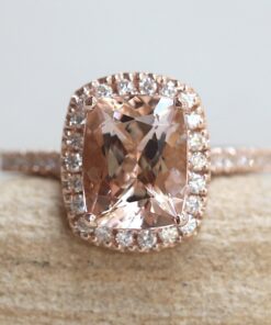 Classic Peachy Pink Morganite Diamond Engagement Ring Rose Gold LS5886