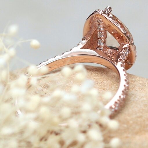 Classic Pear Morganite Engagement Ring Diamond Shank Rose Gold LS5884