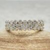 Classic Three Row Lab Natural Diamond Wedding Ring Yellow Gold LS5879
