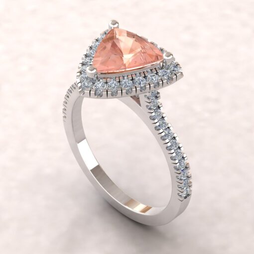 Classic Trillion Morganite Engagement Ring White Gold Platinum LS5889