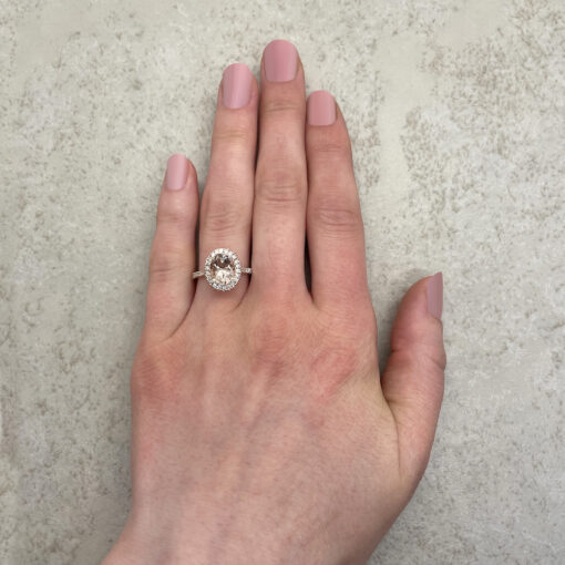 Genuine Peach Pink Morganite Gemstone Engagement Ring Rose Gold LS5883