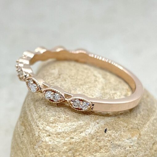 Matching Diamond Filled Marquise Shapes Wedding Band Rose Gold LS5821