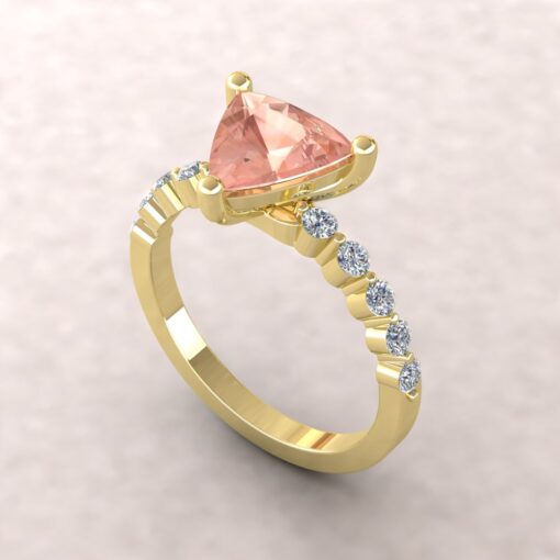 Natural Peach AAA Morganite Diamond Engagement Ring Yellow Gold LS5878