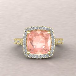 Pink Morganite Engagement Ring Diamond Single Halo Yellow Gold LS5650