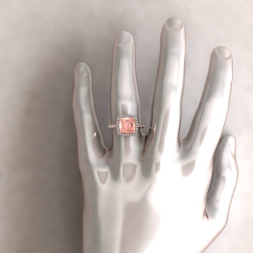 Pink Square Cushion Morganite Diamond Engagement Ring Rose Gold LS5650