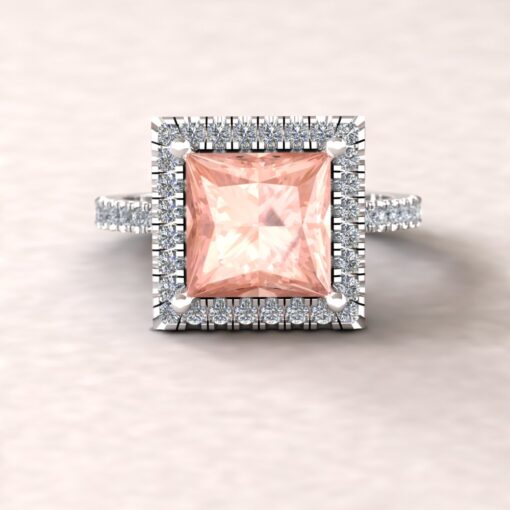 Princess Cut Engagement Ring Diamond Shank White Gold Platinum LS5885
