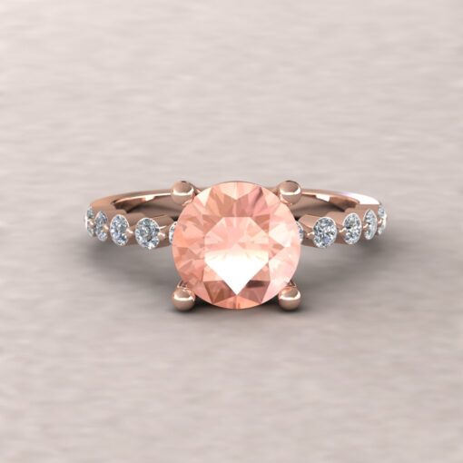 Round Natural Peachy Pink Morganite Engagement Ring Rose Gold LS5876