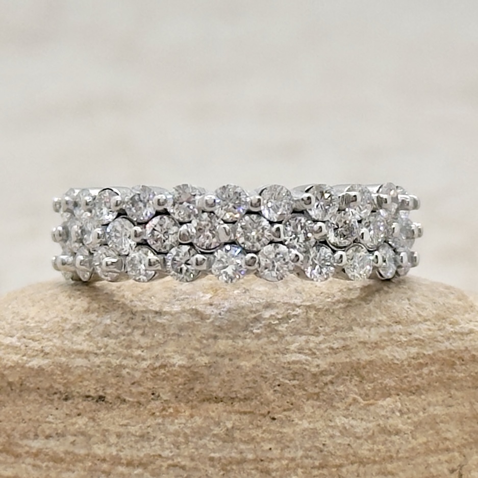 Three-Fold Cord Diamond Band Wedding Ring White Gold Platinum LS5879