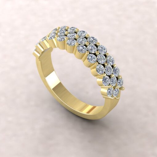Three-Fold Cord Half Eternity Diamond Wedding Ring Yellow Gold LS5879