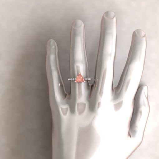 Trillion Cut Natural Peach Morganite Engagement Ring Rose Gold LS5878