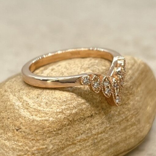 Vintage Tiara Diamond Wedding Ring Stack Gold Beading Rose Gold LS5850