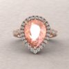 eloise 12x9mm pear morganite diamond halo half eternity vintage engagement ring 14k rose gold ls5640
