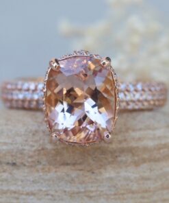 3.5 Carat Morganite Engagement Ring Filigree Basket Rose Gold LS4482