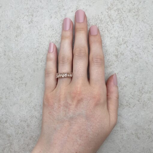 AAA Peachy Pink Morganite Wedding Ring Petal Prongs Rose Gold LS5940