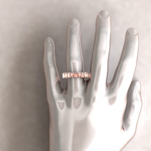 AAA Pear Cut Morganite Full Eternity Band White Gold Platinum LS5939