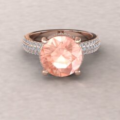 AAA Round Cut Peachy Pink Morganite Engagement Ring Rose Gold LS6957