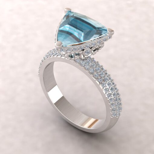Aquamarine Engagement Ring White Diamonds White Gold Platinum LS5287