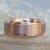 Brushed Rose Tungsten Ring, 8mm wide Comfort Fit Wedding Band LS5445