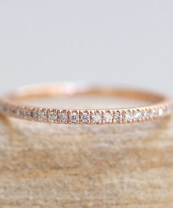 Dainty Diamond Ring Wedding Band Stack Half Eternity Rose Gold LS5136