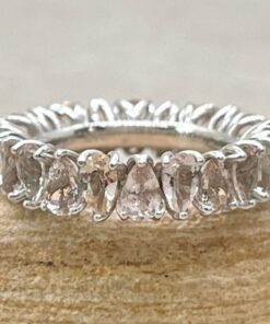 Full Eternity Pear Morganite Stacking Ring White Gold Platinum LS5939